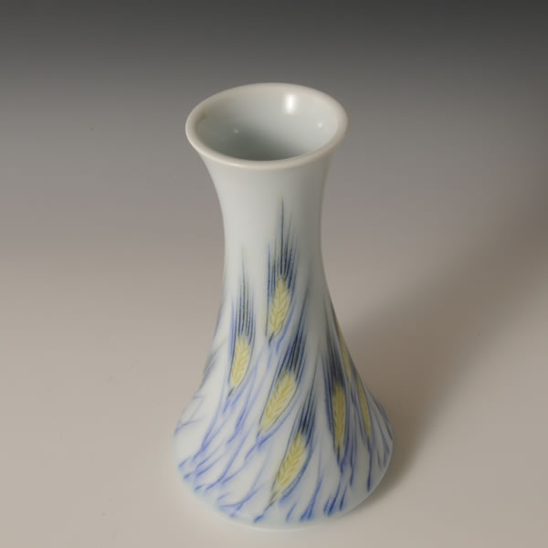 MUGIMON HANAIRE (Flower Vase with Wheat design) Arita ware
