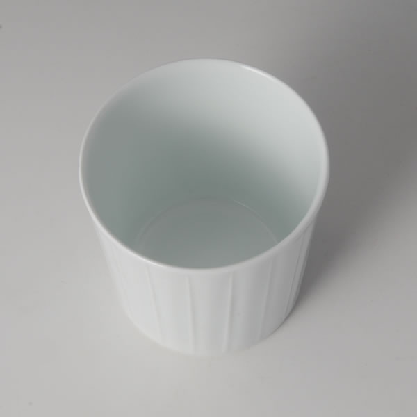 HAKUJI SENBORI FREECUP (White Porcelain Cup with Line engraving) Arita ware