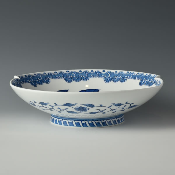 SOMETSUKE NIHOSHIZARA (Plate in underglaze blue with Two-direction push) Arita ware