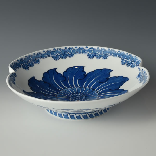 SOMETSUKE NIHOSHIZARA (Plate in underglaze blue with Two-direction push) Arita ware