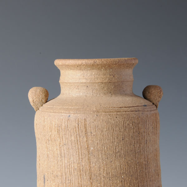 KARATSUYAKISHIME HANAIRE (High-fired unglazed Flower Vase D) Karatsu ware
