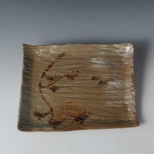 EGARATSU KAKUZARA (Decorated Karatsu Plate with brush) Karatsu ware