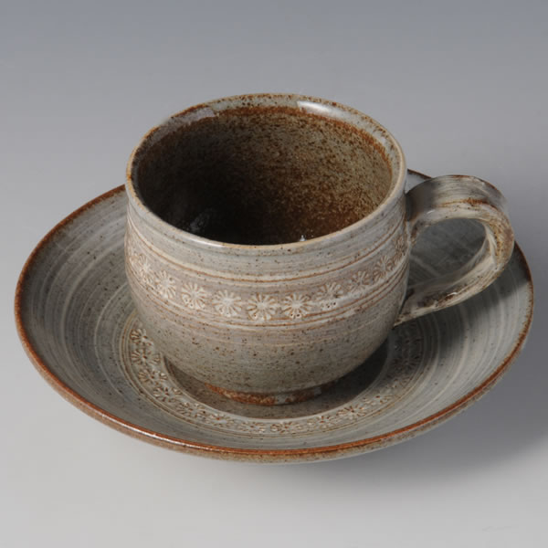 MISHIMAKARATSU COFFEEWAN (Cup & Saucer of Mishima type) Karatsu ware A