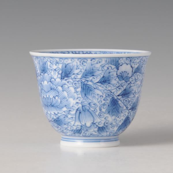 BOTAN KARAKUSA HAI (Cup with Peony & Vines-coiled design) Mikawachi ware