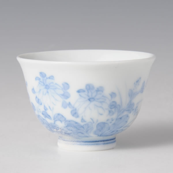 KIKUHAGI HAI DAIZARATSUKI (Cup with Bush clover design & dish) Mikawachi ware