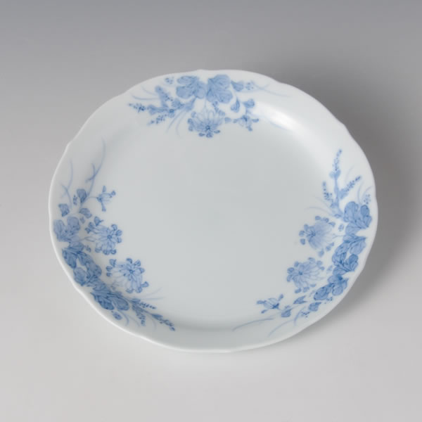KIKUHAGI GOSUNZARA (Plate with Bush clover design) Mikawachi ware
