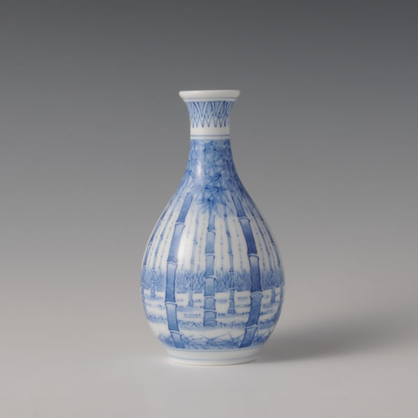 TOKKURI CHIKURINE (Sake Bottle with Bamboo Grove design) Mikawachi ware