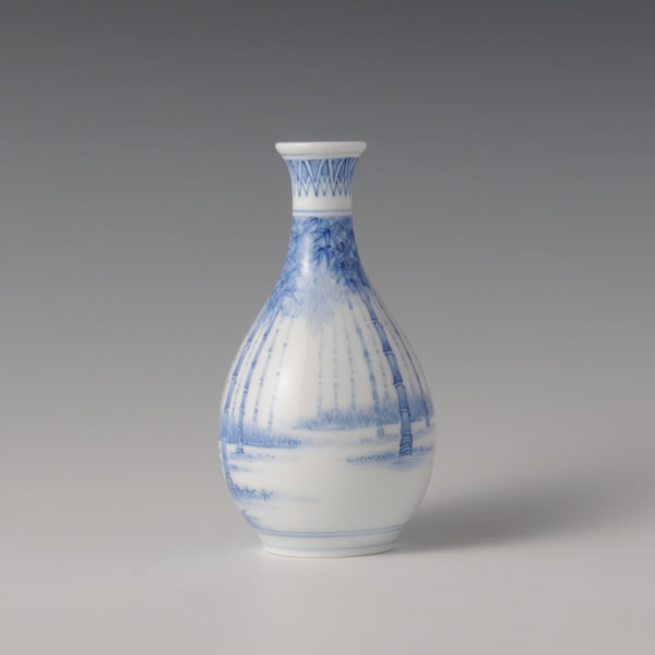 TOKKURI CHIKURINE (Sake Bottle with Bamboo Grove design) Mikawachi ware