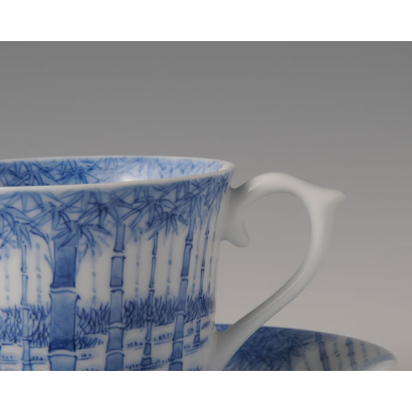 COFFEEWANZARA CHIKURINE (Cup & Saucer with Bamboo Grove design) Mikawachi ware