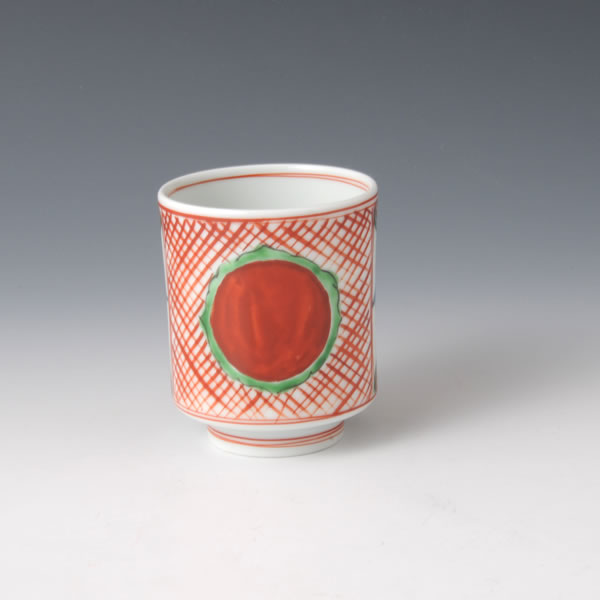 GOSUAKAE AKADAMAMON YUNOMI (Teacup with Red Ball design in overglaze red enamel) Arita ware