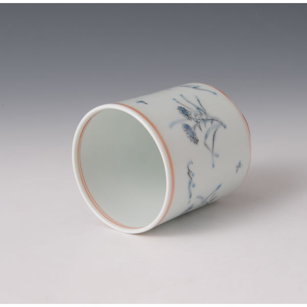 AOGOSU SOKAMON YUNOMI (Teacup with Blue-colored Flowers design) Arita ware