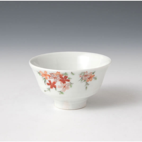 SOMENISHIKI OMON GUINOMI (Sake Cup with Cherry blossoms design in polychrome overglaze painting B) Arita ware