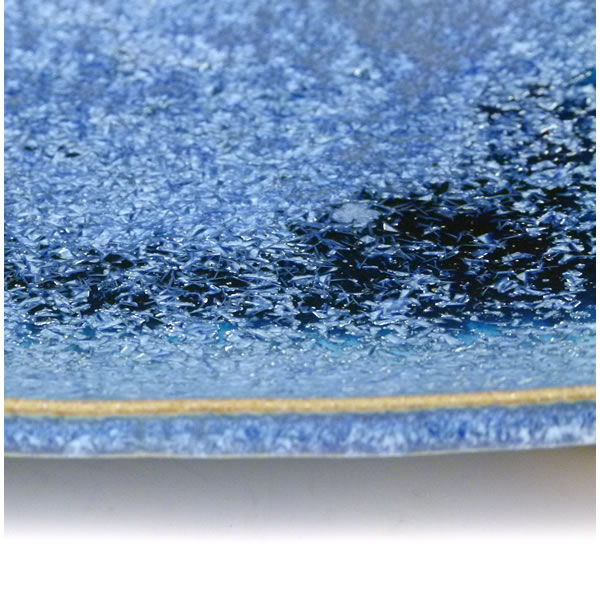 NATSUGINGA ASHITSUKI CHOKAKUZARA (Footed Rectangular Dish with Summer Galaxy glaze)