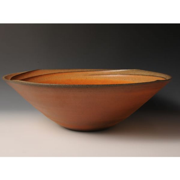 YAKISHIMEHISAI HACHI (High-fired unglazed Bowl with Scarlet Color decoration A) Takeo ware