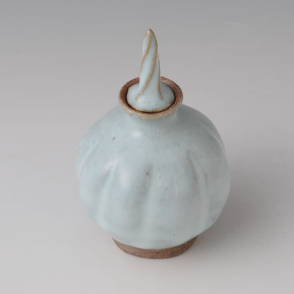 HAIYUSAI KAZARIKOTSUBO (Jar with Ash glaze decoration) Kyoto ware