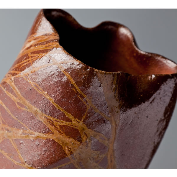 BIZEN YUDASUKI HANAIRE (Flower Vase with glazed Fire Marks A) Bizen ware