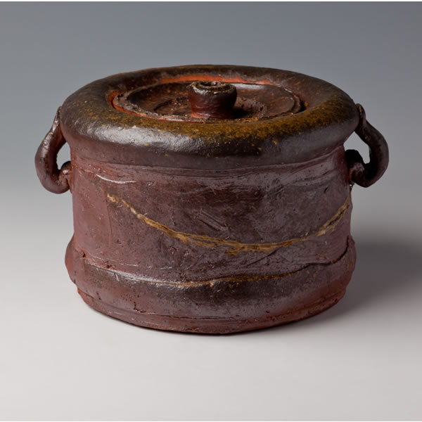 BIZEN YUDASUKIMIMITSUKI MIZUSASHI (Fresh-water Jar with glazed Fire Marks of Handles) Bizen ware