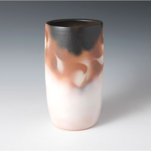 ENSAITSUTSU HANAIRE (Cylindrical Flower Vase with Flame Mark decoration) Hagi ware