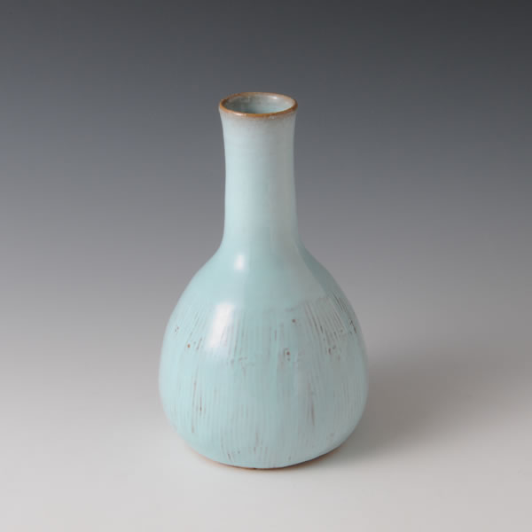 TANSEIYU HANAIRE  (Flower Vase with Pale Blue glaze F) Hagi ware
