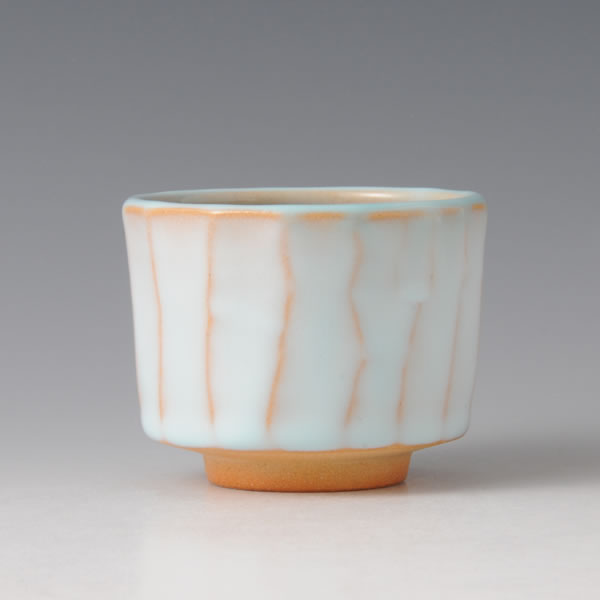 TANSEIYU GUINOMI (Sake Cup with Pale Blue glaze J) Hagi ware