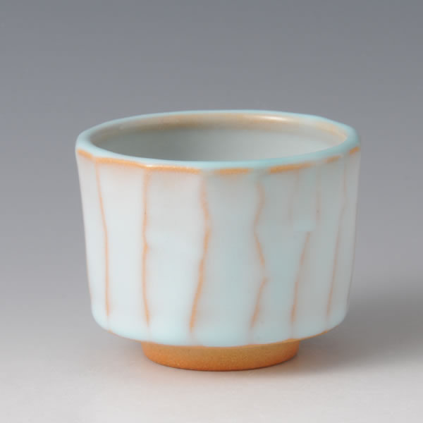 TANSEIYU GUINOMI (Sake Cup with Pale Blue glaze J) Hagi ware