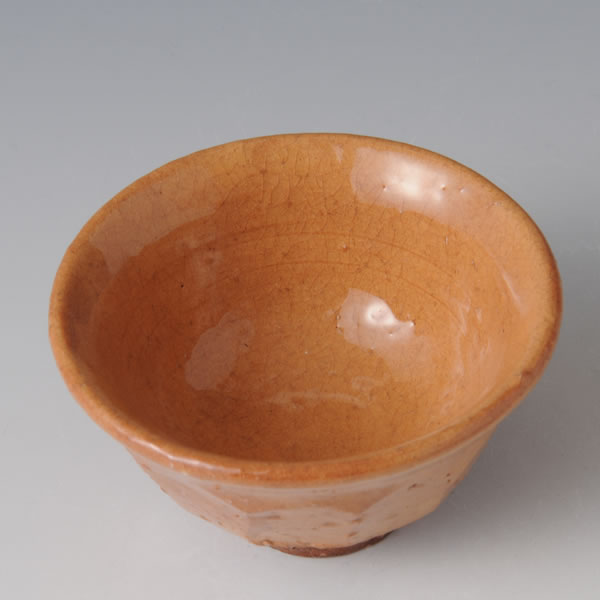 HAGI GUINOMI BIWA (Sake Cup with Loquat color glaze A) Hagi ware