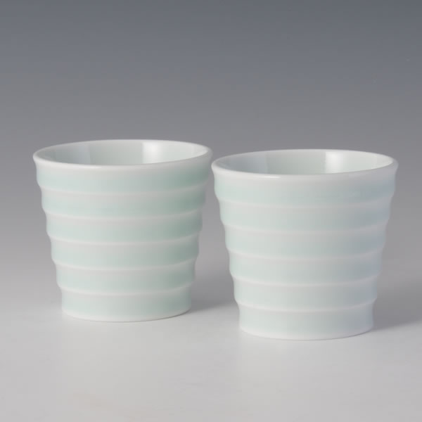SEIHAKUJI SOBACHOKO (White Porcelain Cup with Pale Blue glaze) Arita ware