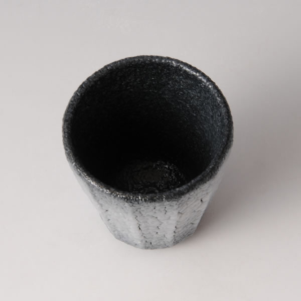 AIIROSHINO GUINOMI (Dark Blue Shino Sake Cup G) Mino ware