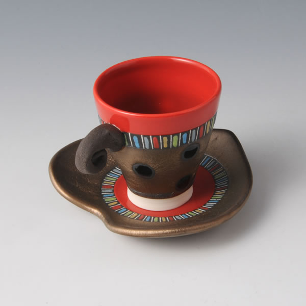 RGB DEMITSU (Demitasse Cup & Saucer with Red Gold & Black decoration A) Mino ware