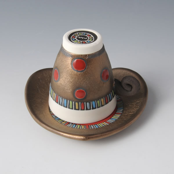RGB Demitasu (Cup & Saucer with Red Gold & Black decoration B) Mino ware