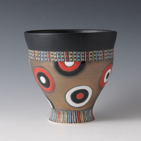 RGB KAKI (Flower Vase with Red Gold & Black decoration) Mino ware