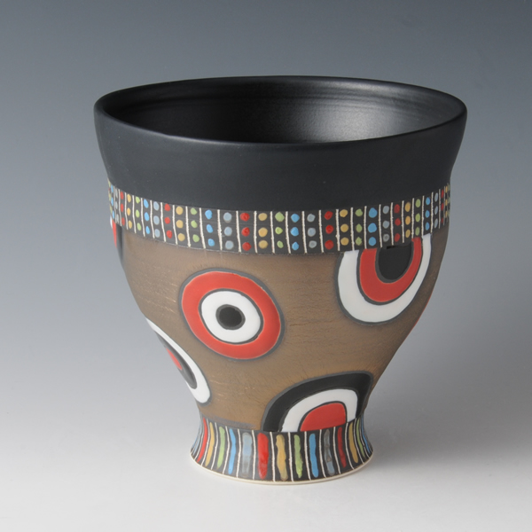 RGB KAKI (Flower Vase with Red Gold & Black decoration) Mino ware