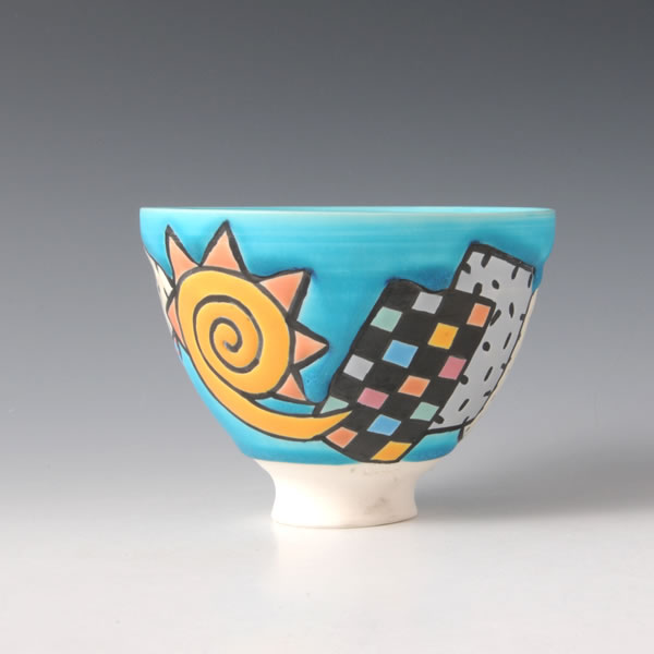 BLUE AND POP BOWL A Mino ware