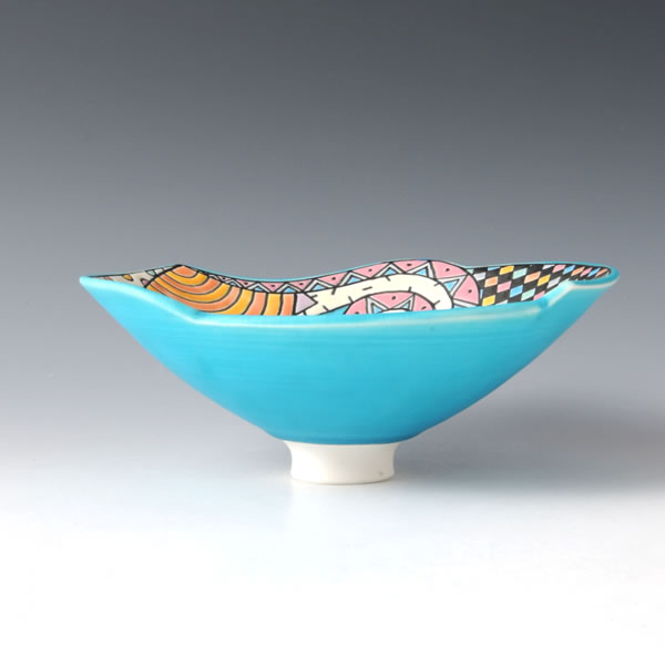 BLUE AND POP BOWL D Mino ware