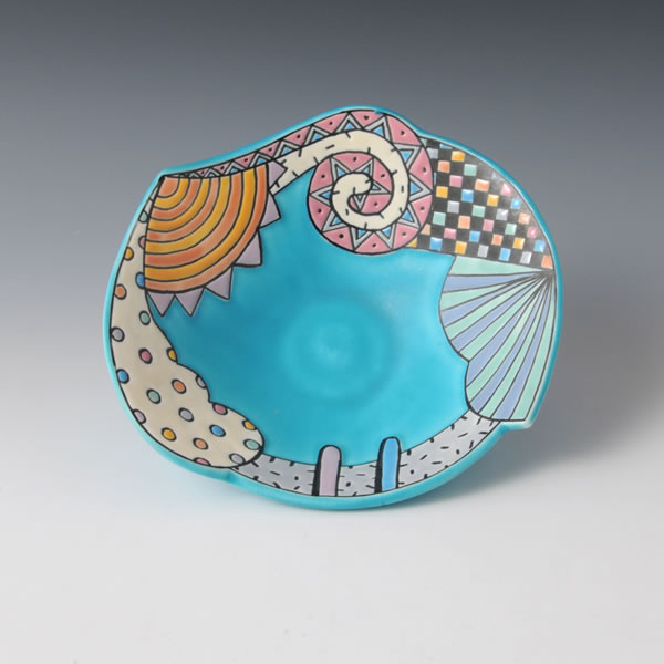 BLUE AND POP BOWL D Mino ware