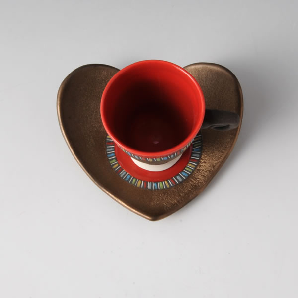 RGB Demitasu (Cup & Saucer with Red Gold & Black decoration C) Mino ware