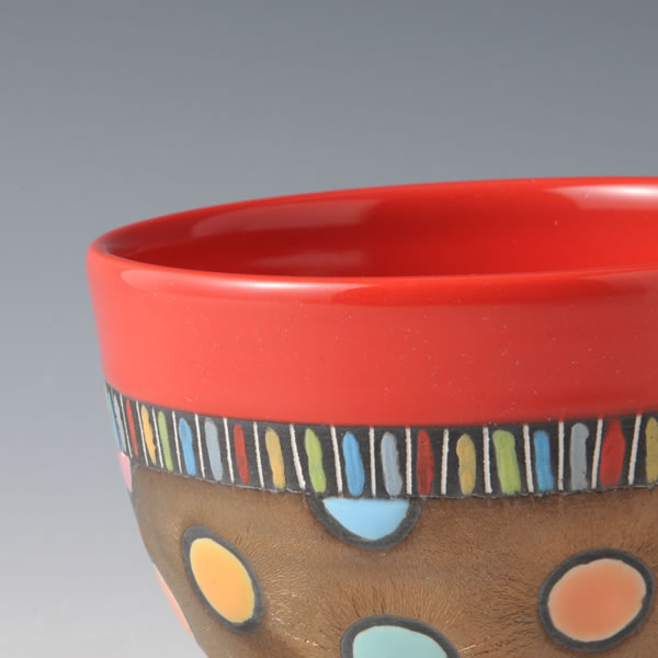 RGB CHAWAN (Bowl with Red Gold & Black decoration B) Mino ware