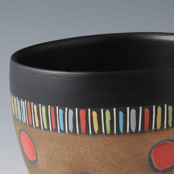 RGB CHAWAN (Bowl with Red Gold & Black decoration C) Mino ware