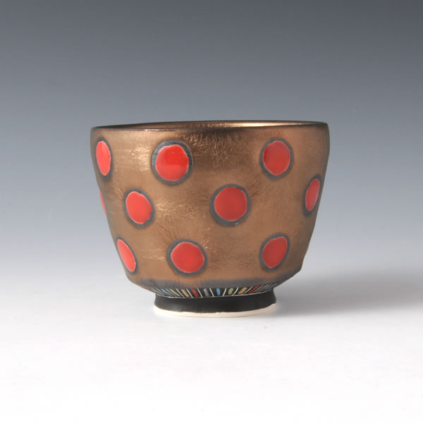 RGB CHAWAN (Bowl with Red Gold & Black decoration E) Mino ware