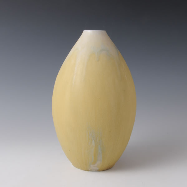 YOKOYU KAKI (Flower Vase with Sunflower-ash glaze I) Kyoto ware