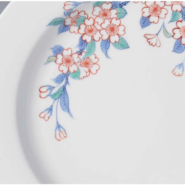 IRONABESHIMA SAKURAMON SARA (Plate with Cherry Blossoms design multi-coloured overglazed enamel) Nabeshima ware