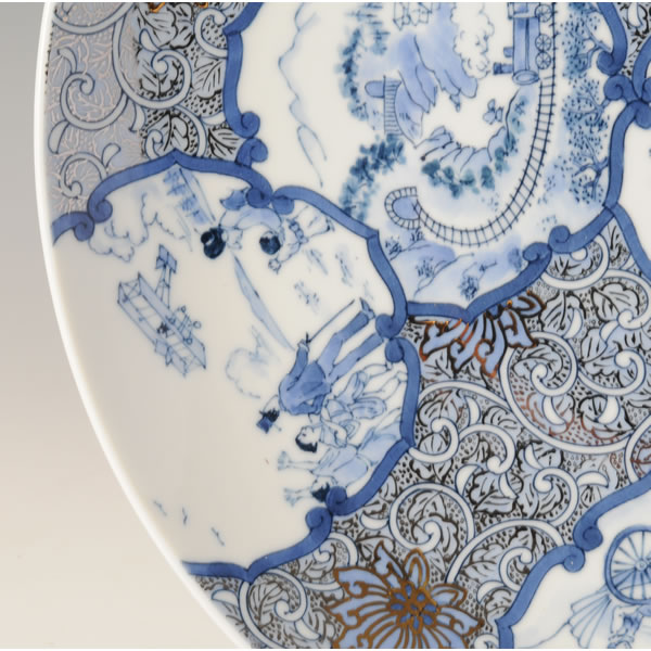 IRONABESHIMA YUKIWAMON SARA (Plate with Yukiwa design multi-coloured overglazed enamel) Nabeshima ware