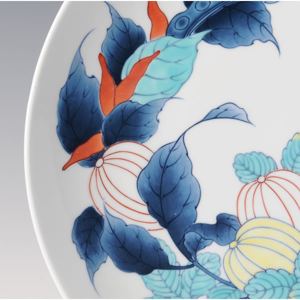 IRONABESHIMA YASAIZUKUSHIMON SHAKUSARA (Plate with multi-coloured overglazed enamel) Nabeshima ware