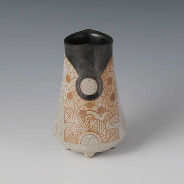GENSOMON KAKI (Flower Vase with Genso design C) Hizenyoshida ware