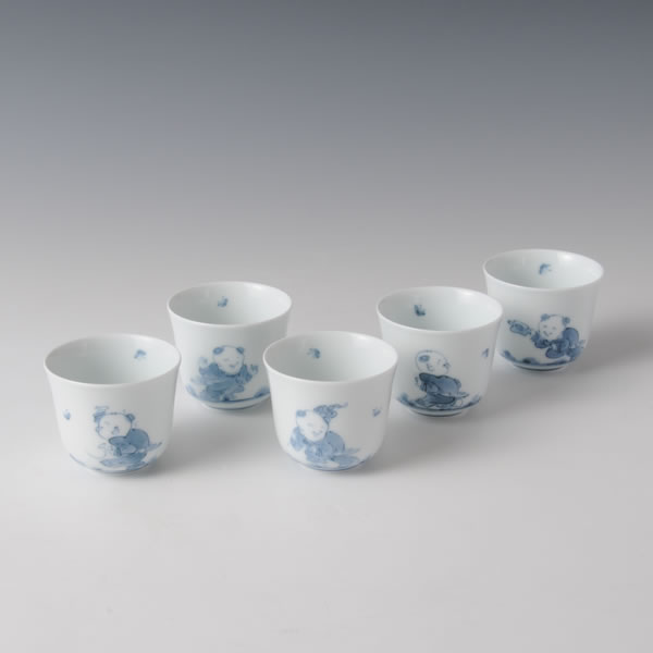 SOSAKUKARAKO KOSENCHASOROI (Teacups by Creation Ancient Chinese Boys) Mikawachi ware