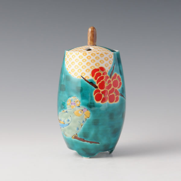 KORO SAICHO (Incense Burner with Flower and Bird design) Kutani ware