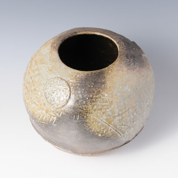 KARATSUHAIKABURI MIZUSASHI STAINEDGLASS TENTAI (Fresh-water Jar with Natural Ash glaze) Karatsu ware