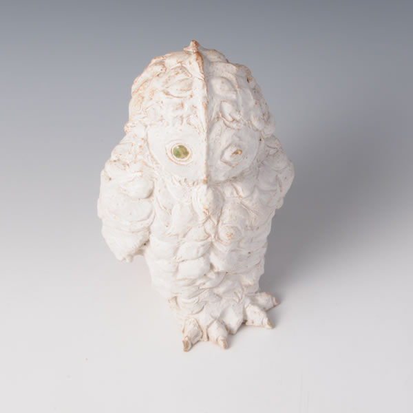 NISAIGARATSU FUKURO OKIMONO (Owl Ornament with Two-color glaze) Karatsu ware