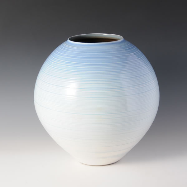 AOSAI WARABAKE TSUBO (Jar with Blue decoration and Brash Mark of straw) Koishiwara ware