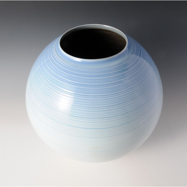 AOSAI WARABAKE TSUBO (Jar with Blue decoration and Brash Mark of straw) Koishiwara ware